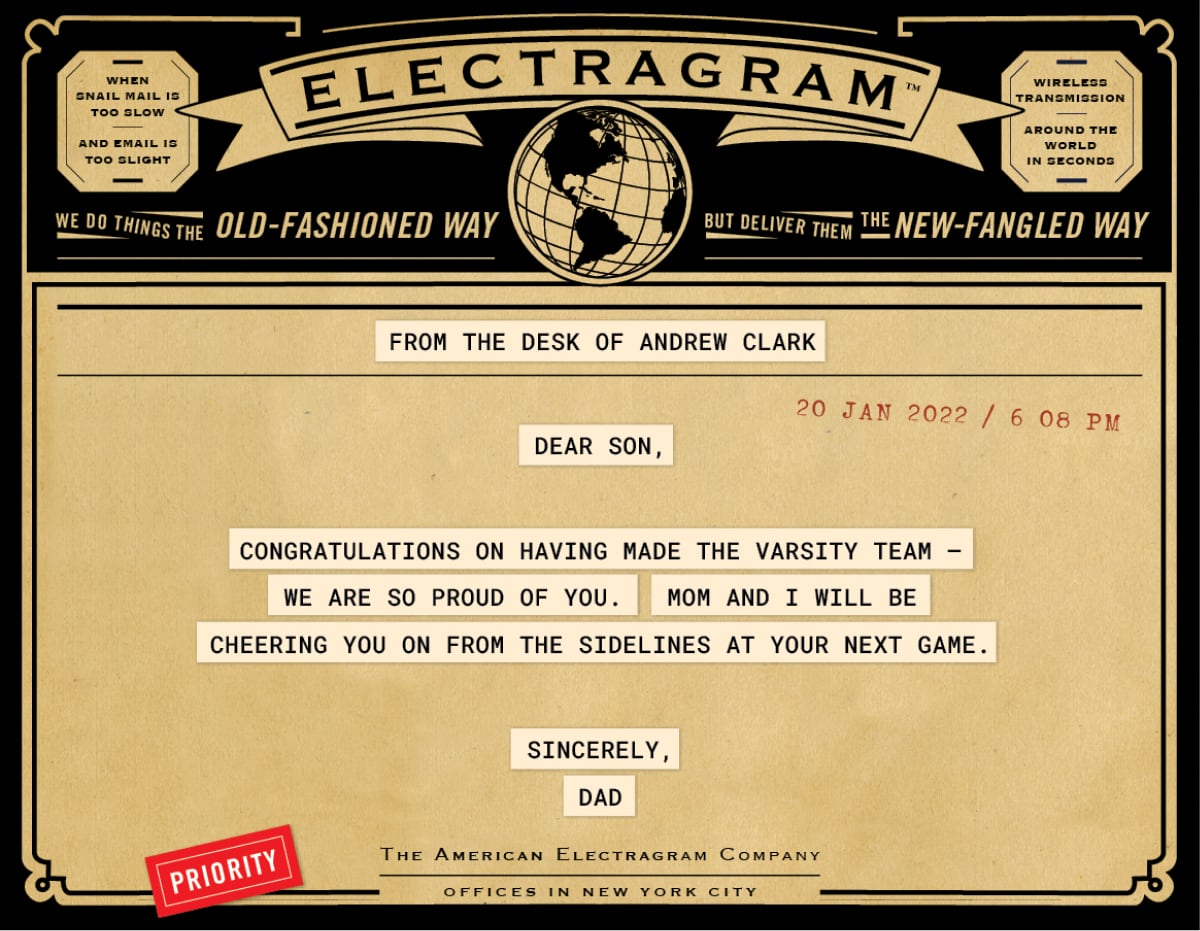 Electragram classic card style.